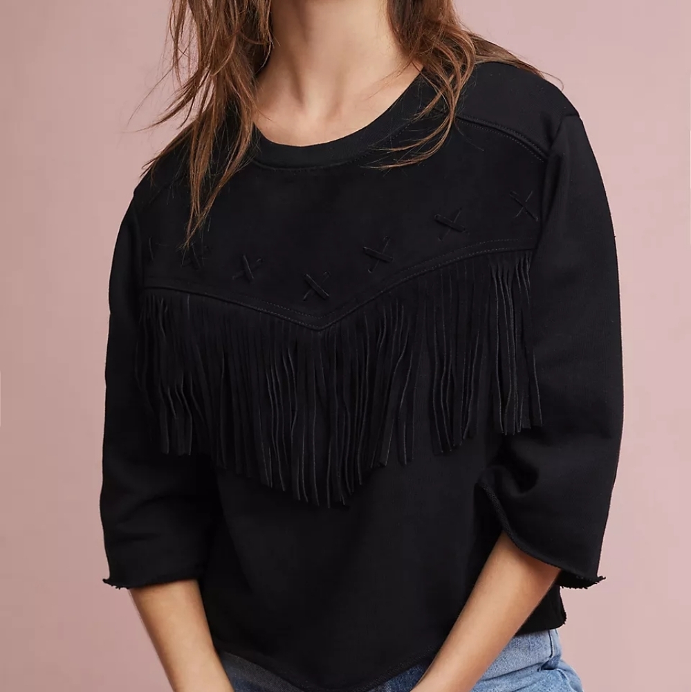 Anthro Current/Elliott The Suede Fray Popover Top